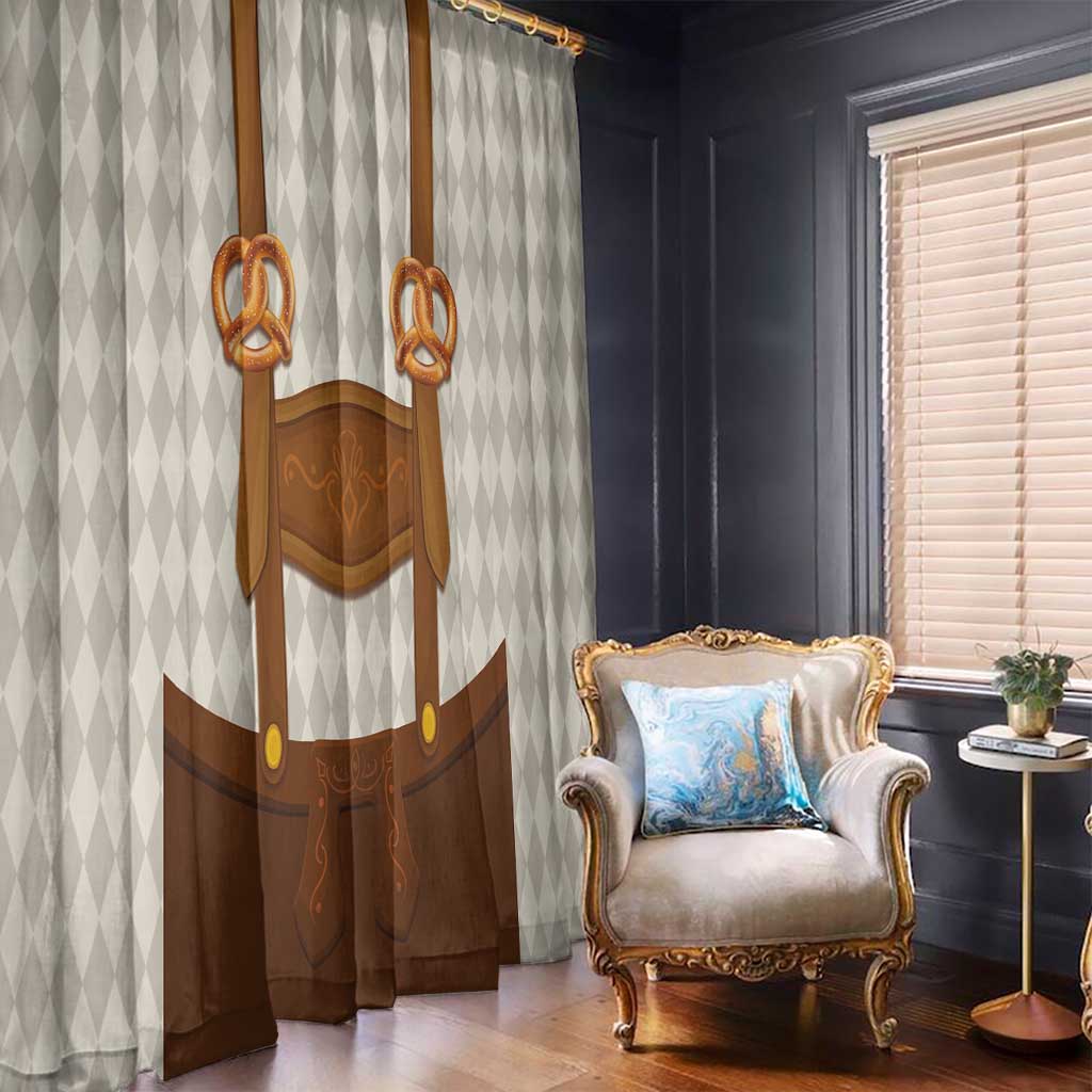 Traditional German Costume - Lederhosen and Soft Pretzel Window Curtain Old Vintage Bavarian Pattern