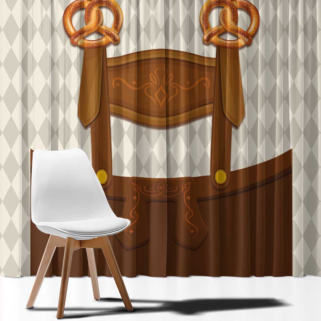 Traditional German Costume - Lederhosen and Soft Pretzel Window Curtain Old Vintage Bavarian Pattern
