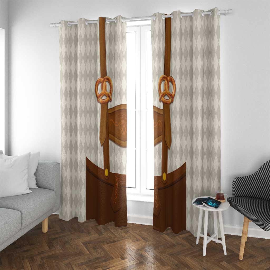 Traditional German Costume - Lederhosen and Soft Pretzel Window Curtain Old Vintage Bavarian Pattern