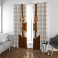 Traditional German Costume - Lederhosen and Soft Pretzel Window Curtain Old Vintage Bavarian Pattern