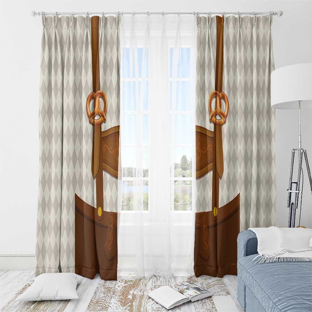 Traditional German Costume - Lederhosen and Soft Pretzel Window Curtain Old Vintage Bavarian Pattern