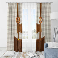 Traditional German Costume - Lederhosen and Soft Pretzel Window Curtain Old Vintage Bavarian Pattern