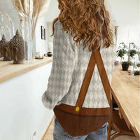 Traditional German Costume - Lederhosen and Soft Pretzel Women Casual Shirt Old Vintage Bavarian Pattern