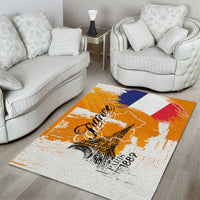 Bastille Day Area Rug France Typography Art Grunge Style