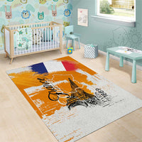 Bastille Day Area Rug France Typography Art Grunge Style