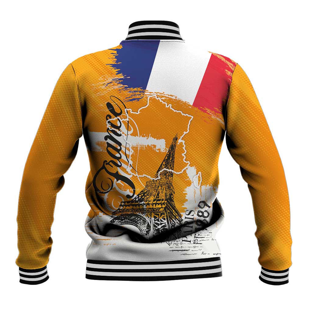 Bastille Day Baseball Jacket France Typography Art Grunge Style
