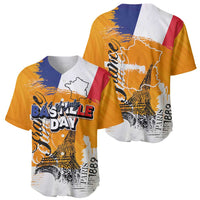 Bastille Day Baseball Jersey France Typography Art Grunge Style