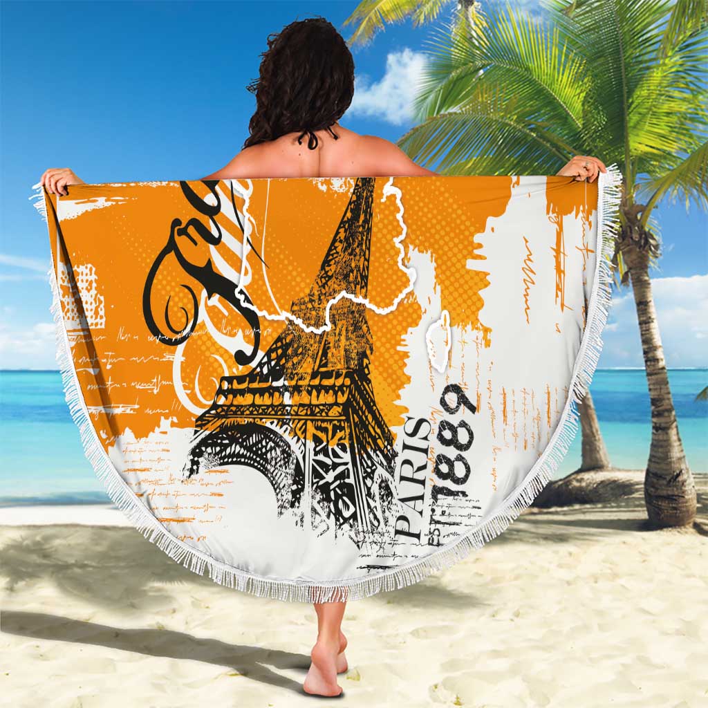 Bastille Day Beach Blanket France Typography Art Grunge Style
