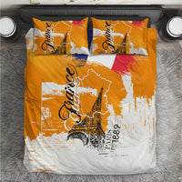 Bastille Day Bedding Set France Typography Art Grunge Style