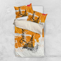 Bastille Day Bedding Set France Typography Art Grunge Style