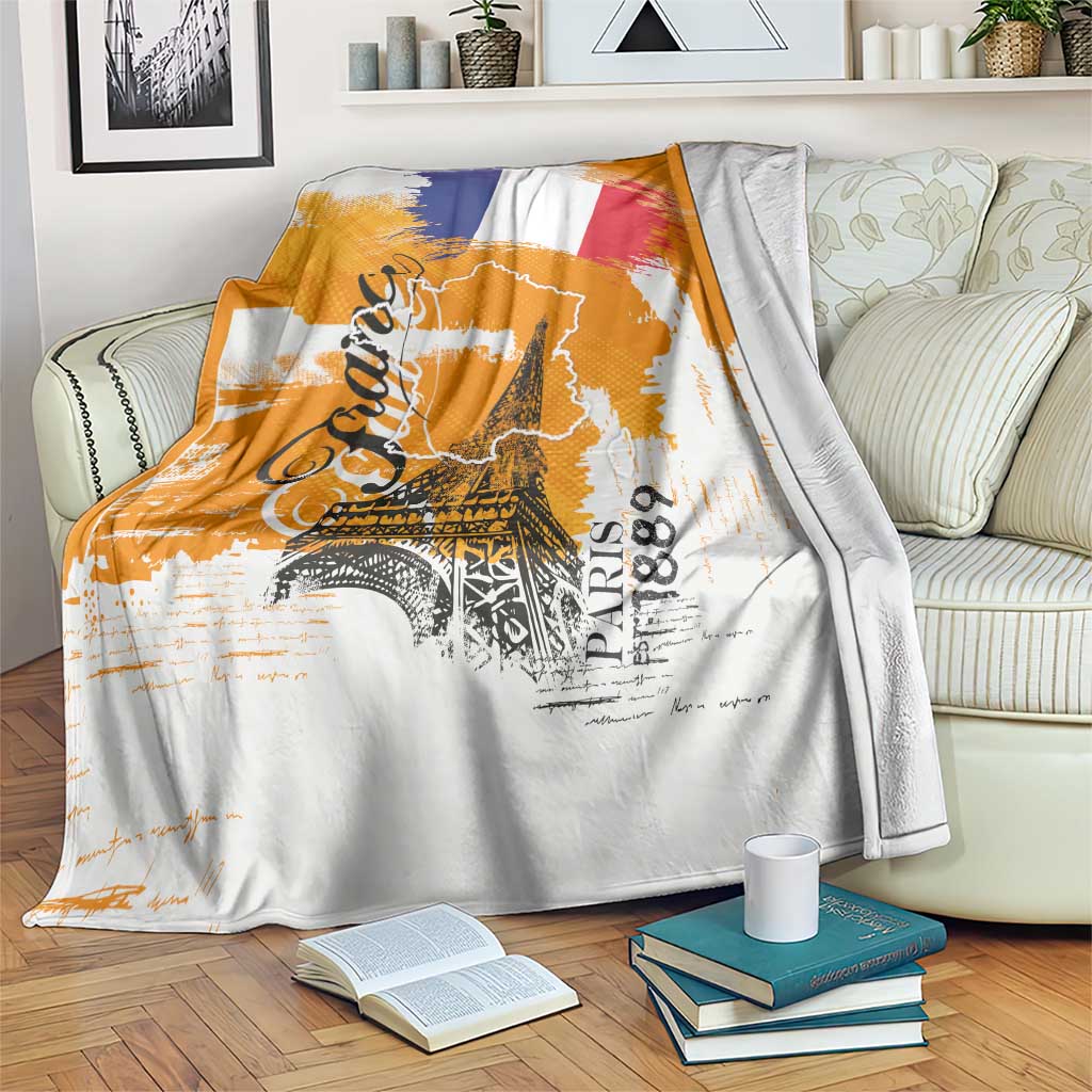 Bastille Day Blanket France Typography Art Grunge Style