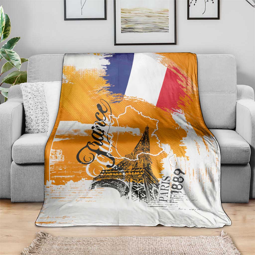 Bastille Day Blanket France Typography Art Grunge Style