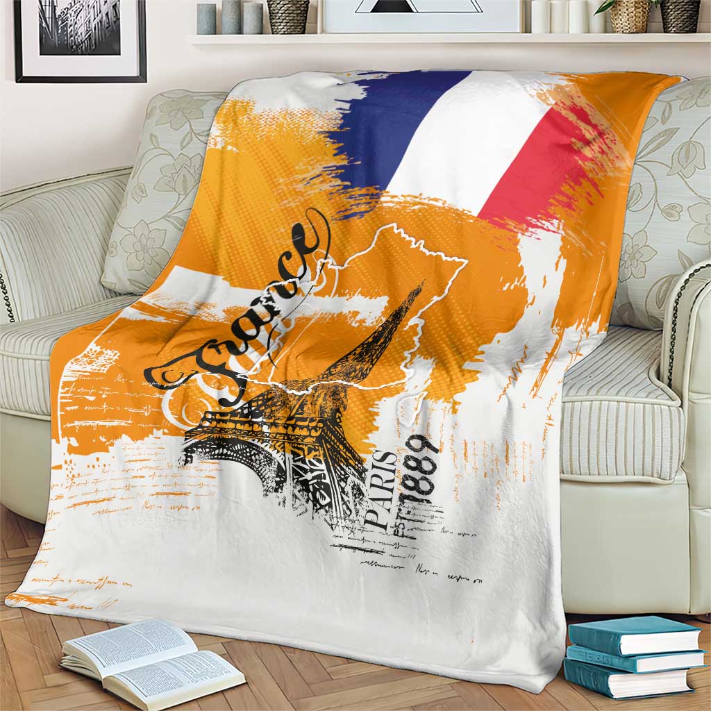 Bastille Day Blanket France Typography Art Grunge Style