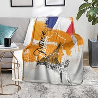 Bastille Day Blanket France Typography Art Grunge Style