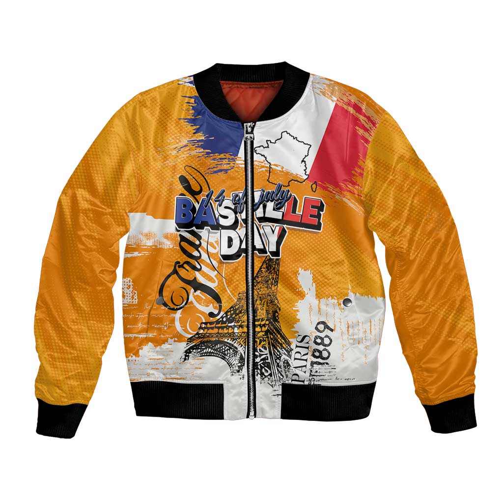 Bastille Day Bomber Jacket France Typography Art Grunge Style