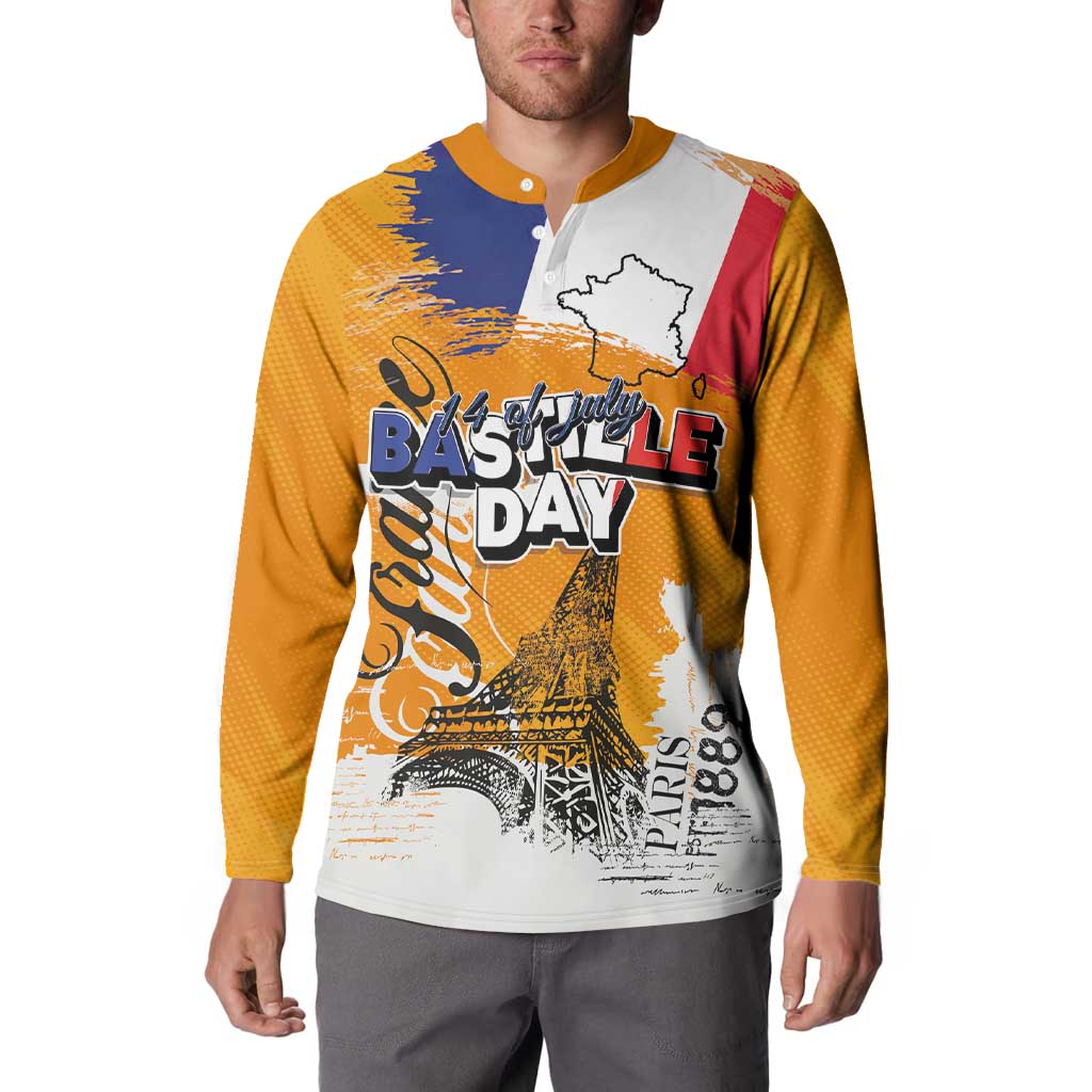 Bastille Day Button Sweatshirt France Typography Art Grunge Style