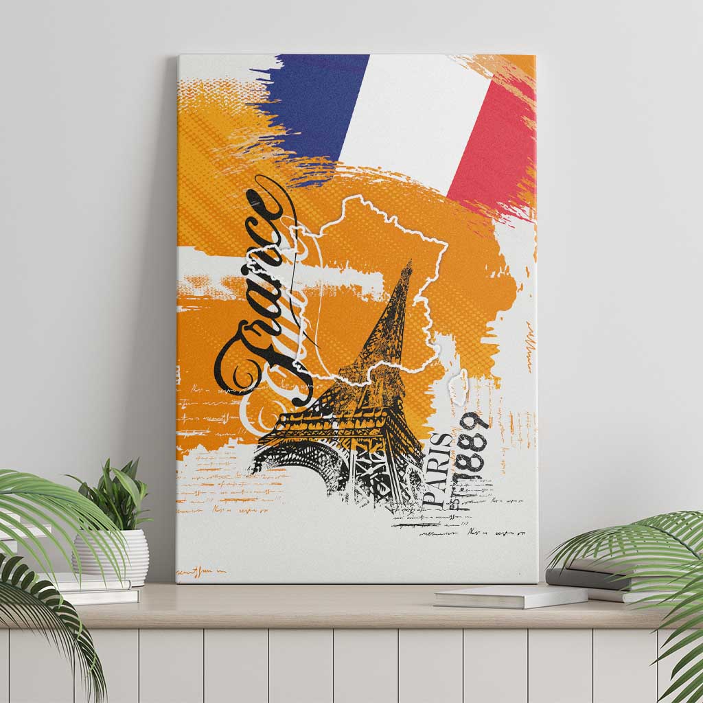 Bastille Day Canvas Wall Art France Typography Art Grunge Style