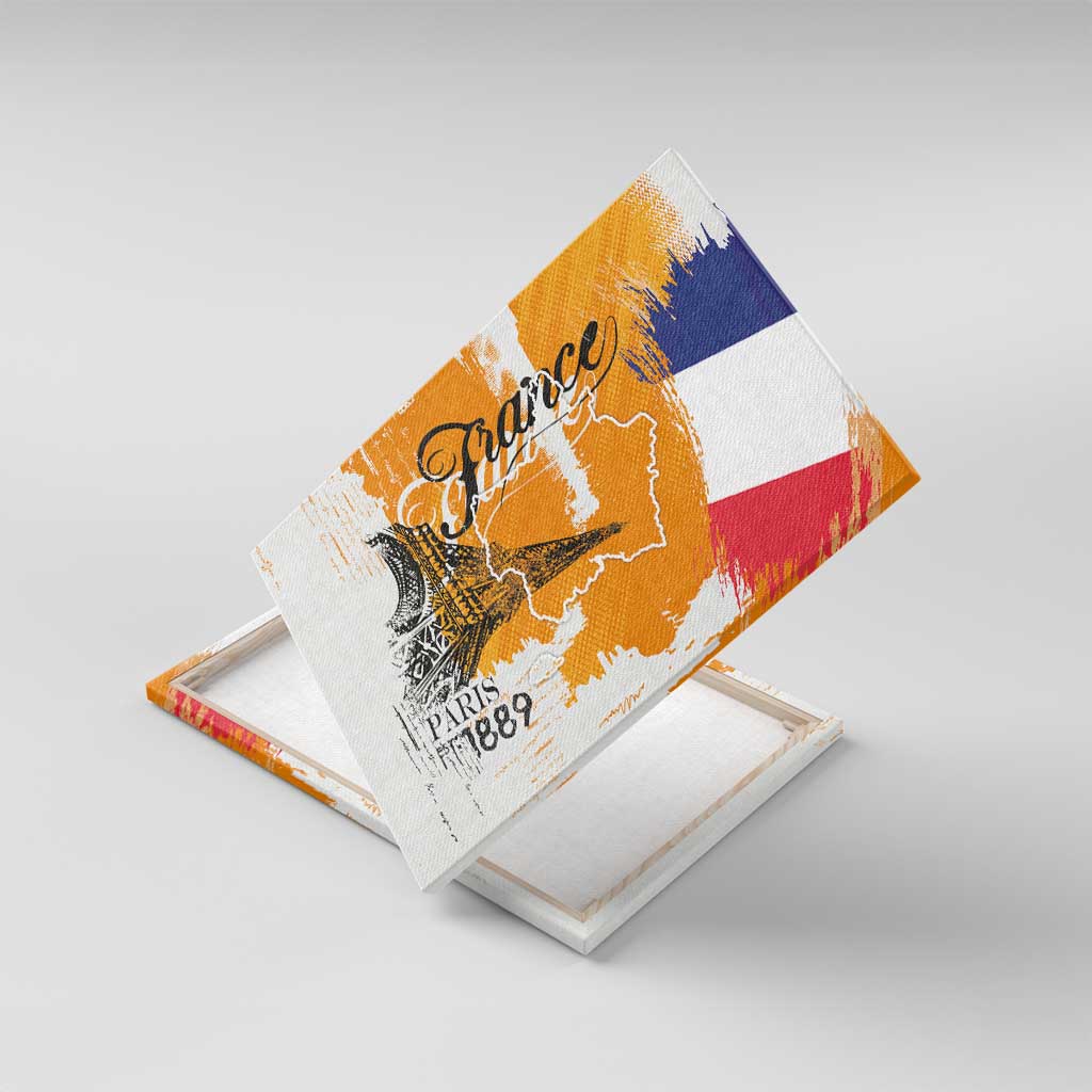 Bastille Day Canvas Wall Art France Typography Art Grunge Style