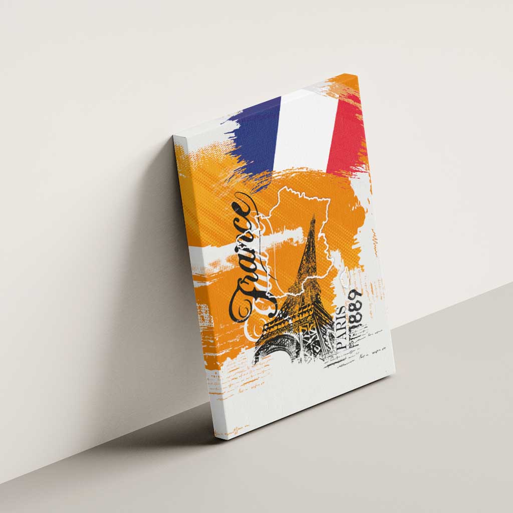 Bastille Day Canvas Wall Art France Typography Art Grunge Style