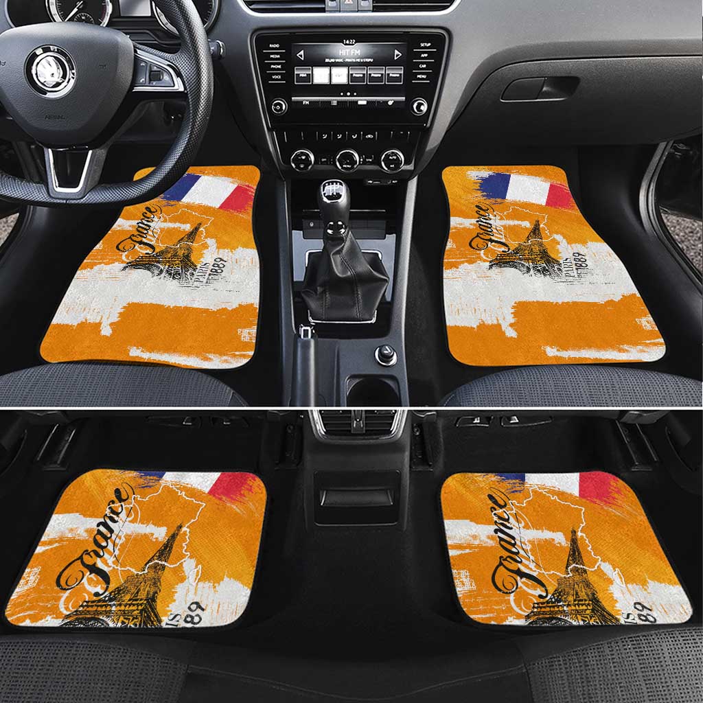 Bastille Day Car Mats France Typography Art Grunge Style