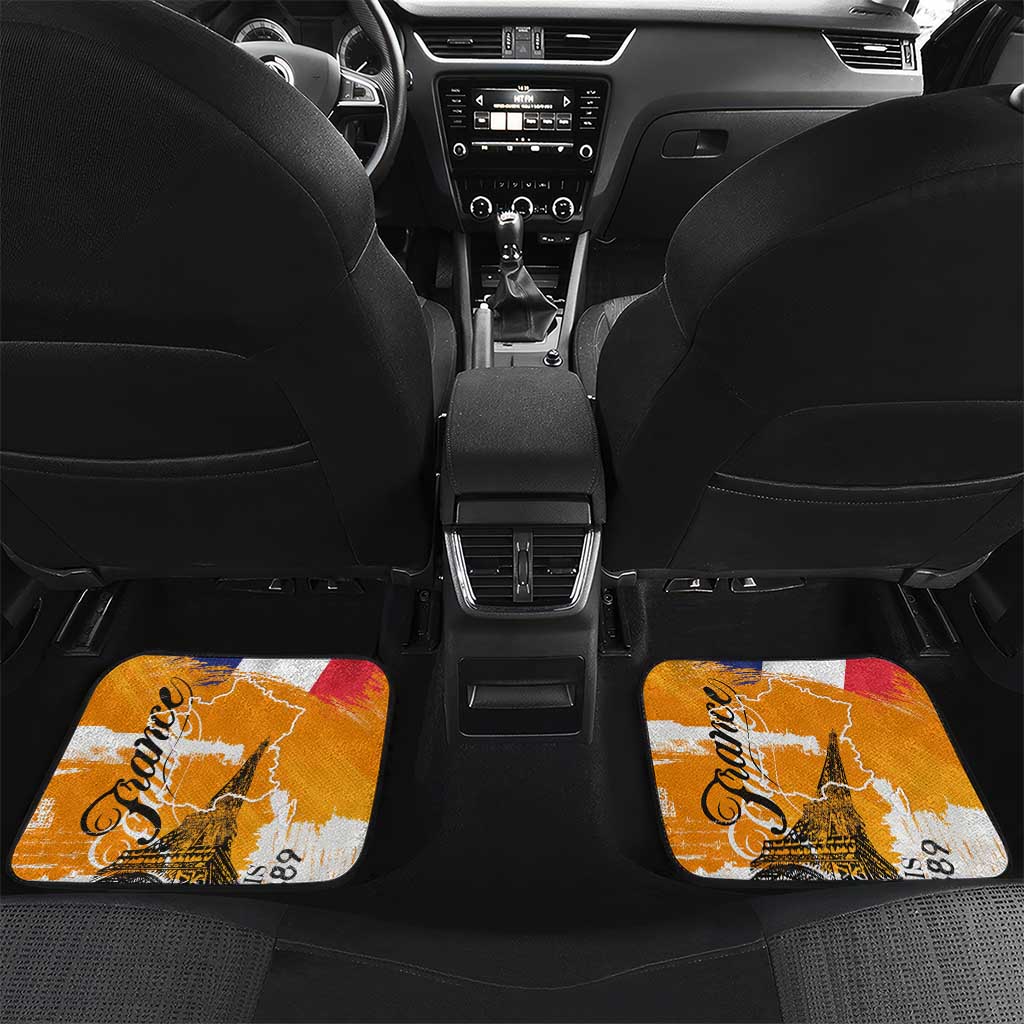 Bastille Day Car Mats France Typography Art Grunge Style