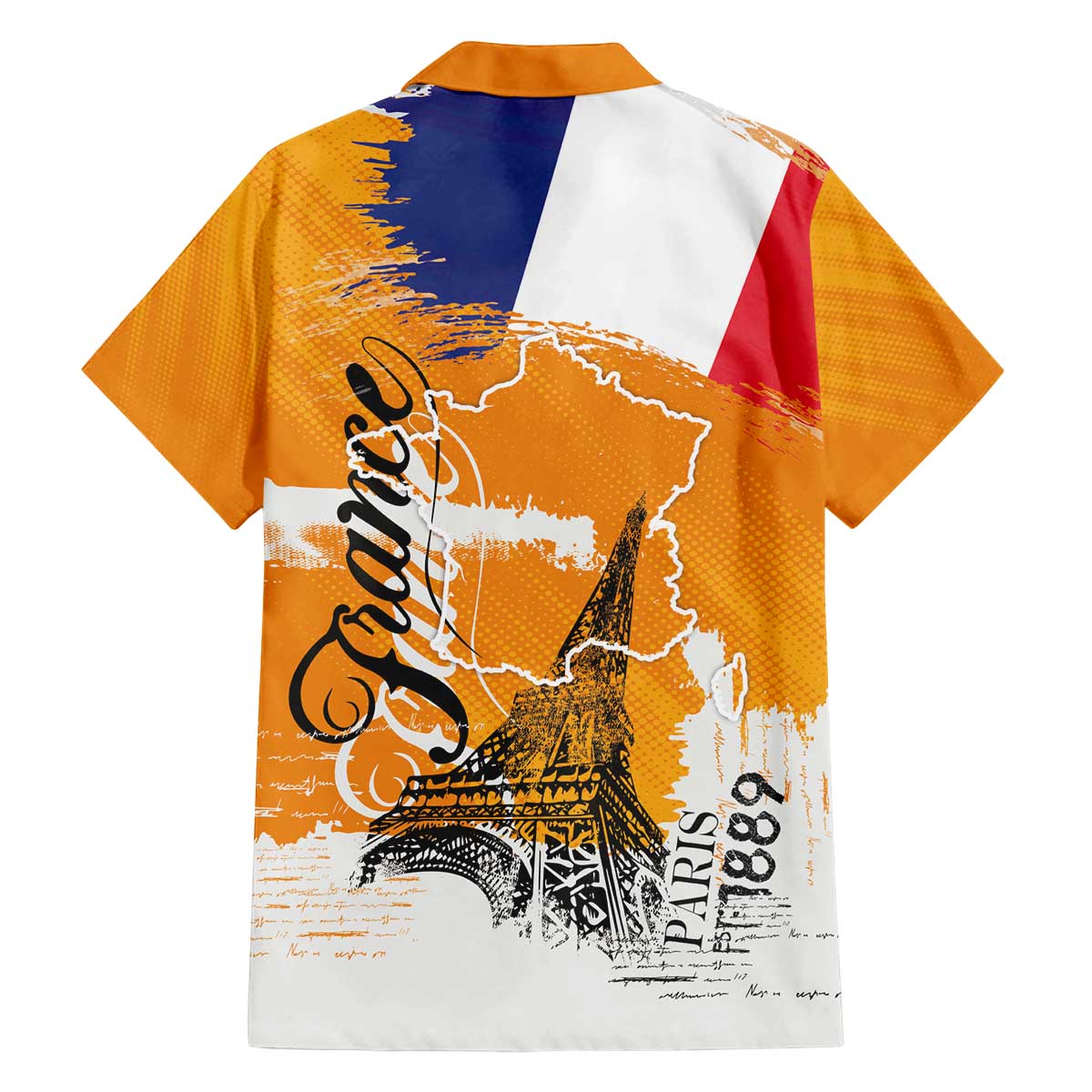 Bastille Day Family Matching Off The Shoulder Long Sleeve Dress and Hawaiian Shirt France Typography Art Grunge Style