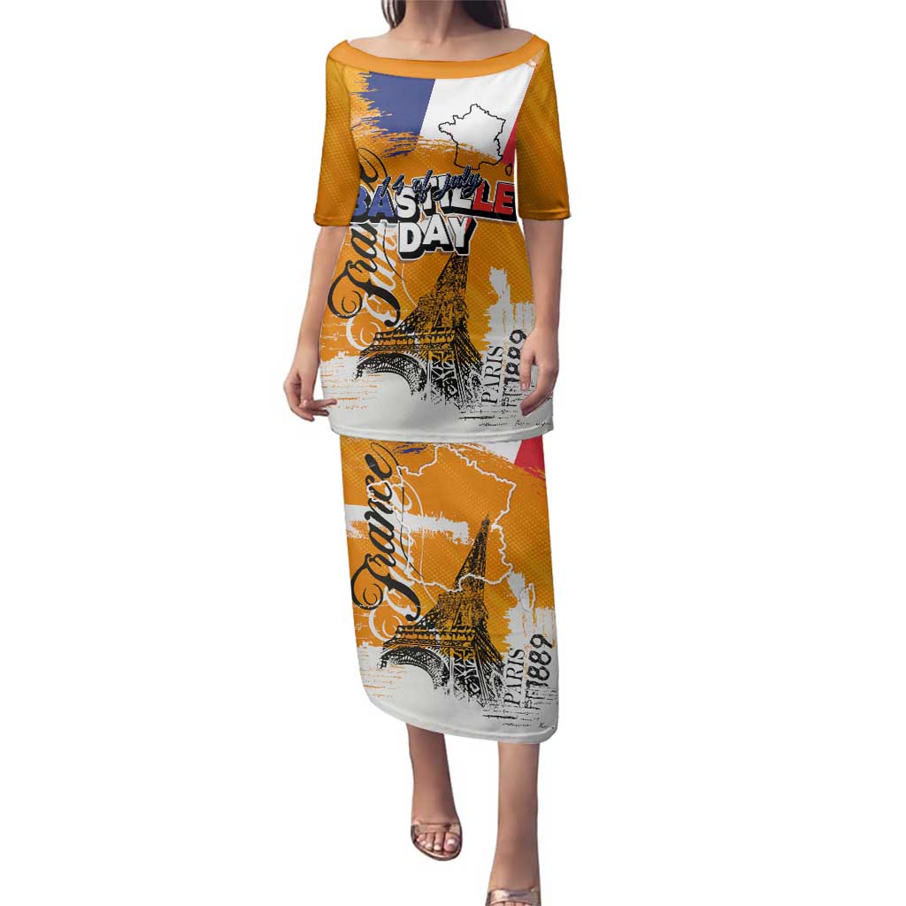 Bastille Day Family Matching Puletasi and Hawaiian Shirt France Typography Art Grunge Style