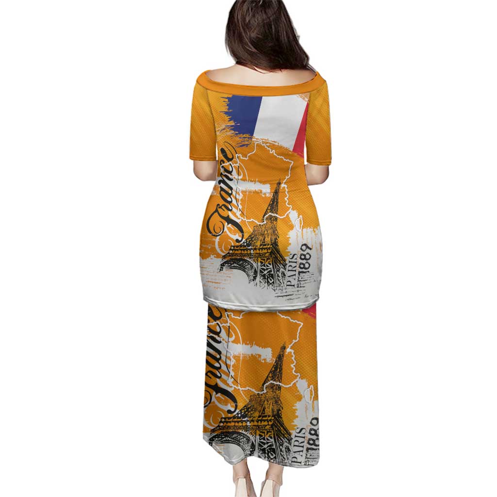 Bastille Day Family Matching Puletasi and Hawaiian Shirt France Typography Art Grunge Style