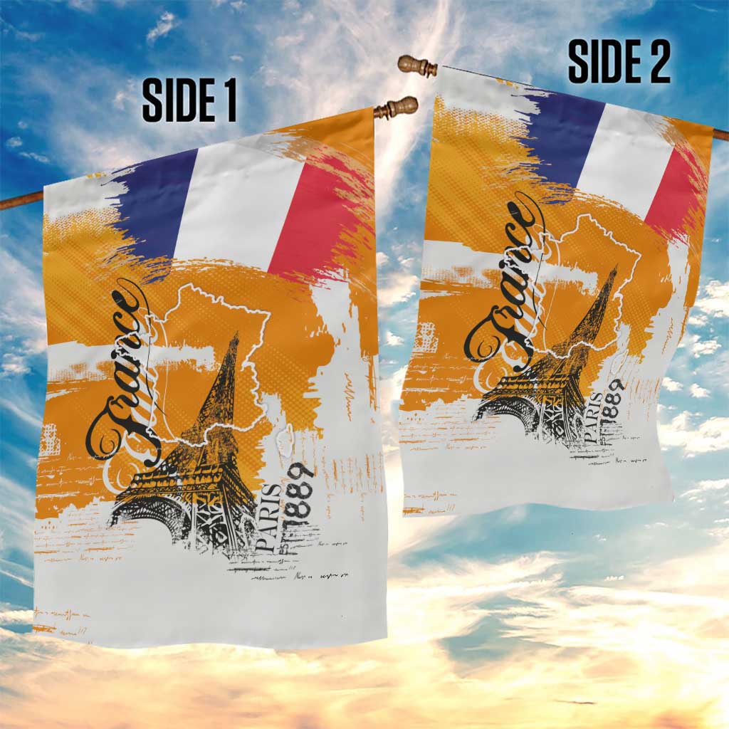 Bastille Day Garden Flag France Typography Art Grunge Style