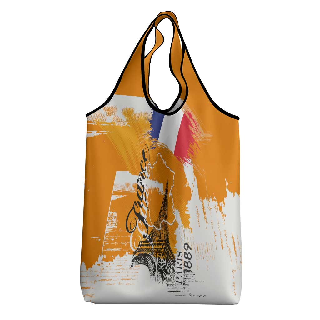Bastille Day Grocery Bag France Typography Art Grunge Style