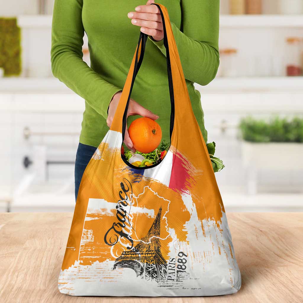 Bastille Day Grocery Bag France Typography Art Grunge Style