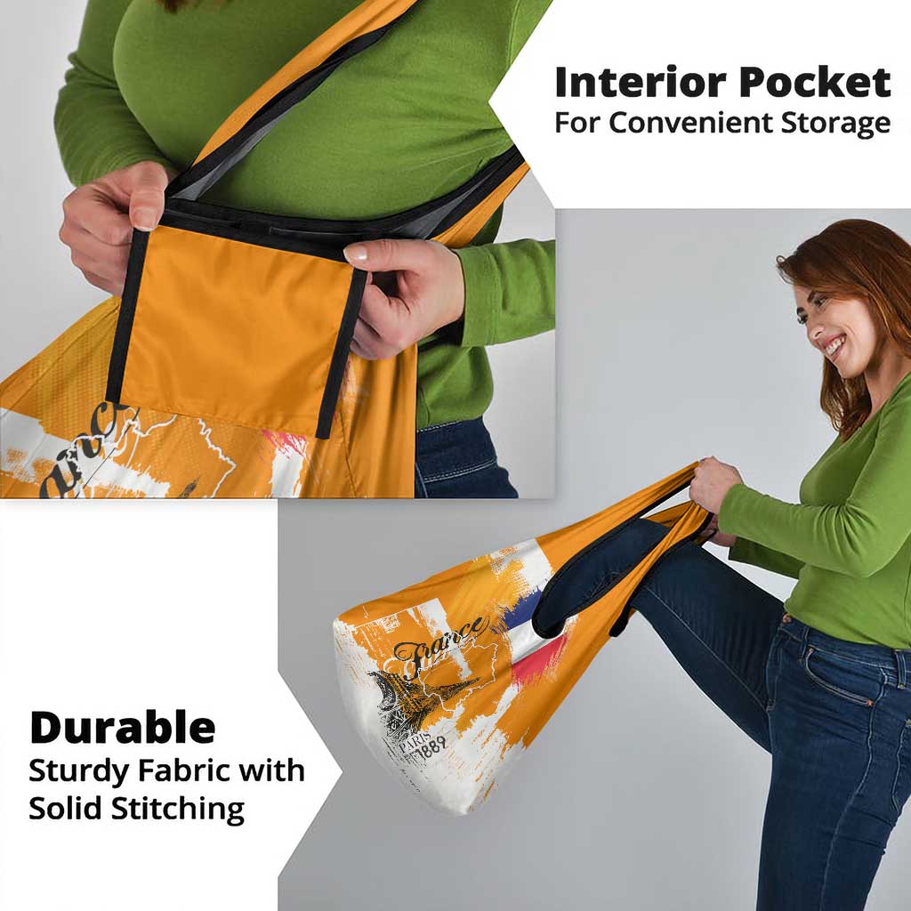 Bastille Day Grocery Bag France Typography Art Grunge Style