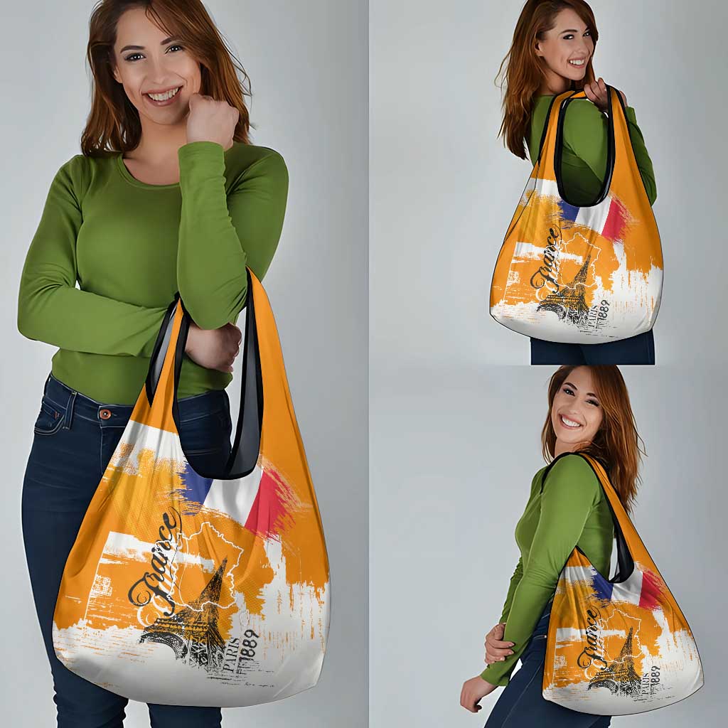 Bastille Day Grocery Bag France Typography Art Grunge Style