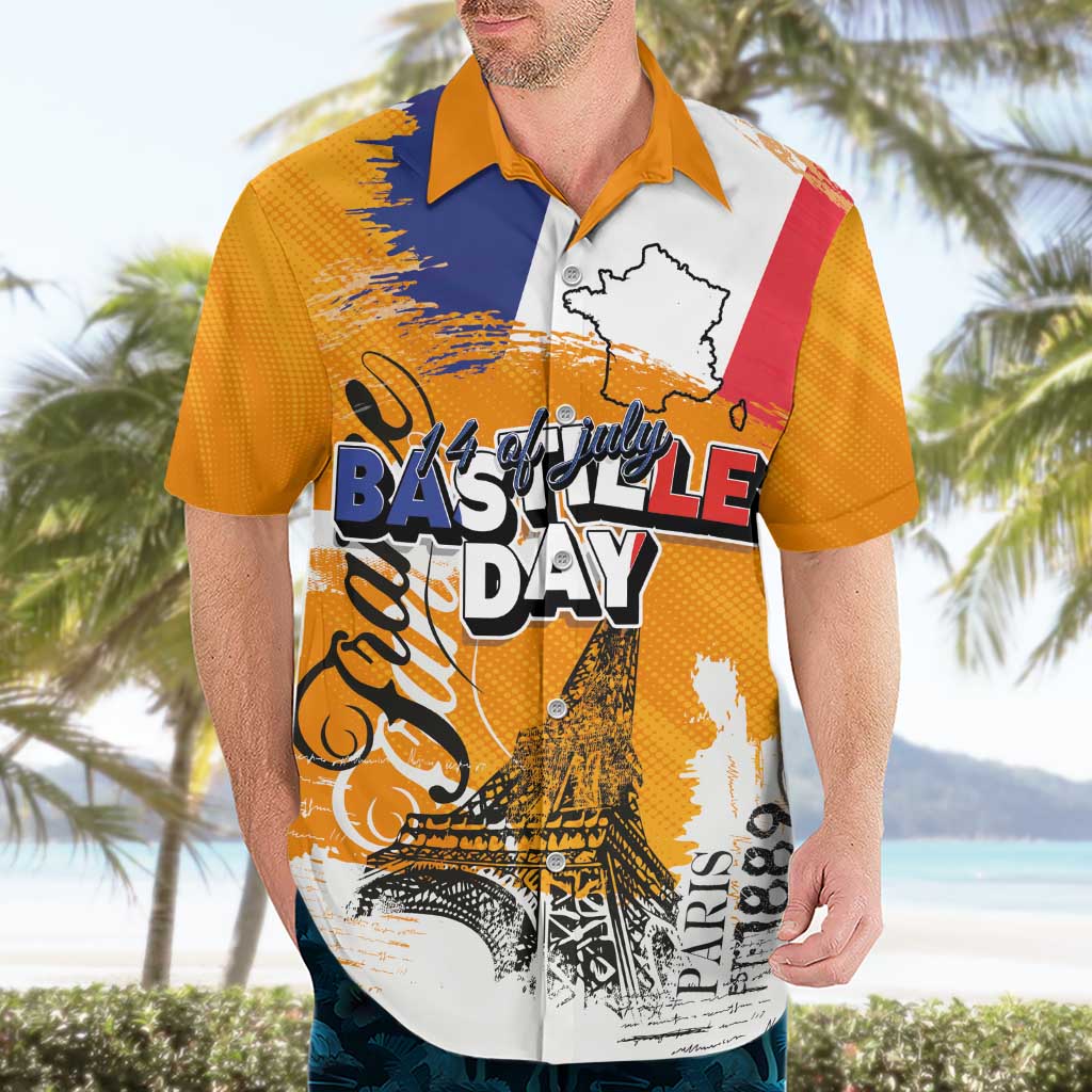 Bastille Day Hawaiian Shirt France Typography Art Grunge Style