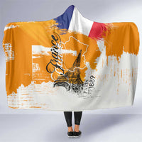 Bastille Day Hooded Blanket France Typography Art Grunge Style