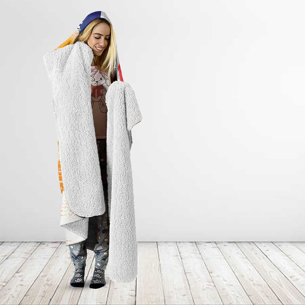 Bastille Day Hooded Blanket France Typography Art Grunge Style