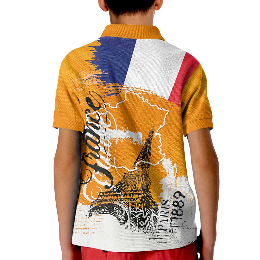 Bastille Day Kid Polo Shirt France Typography Art Grunge Style