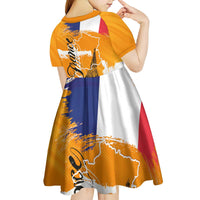 Bastille Day Kid Short Sleeve Dress France Typography Art Grunge Style