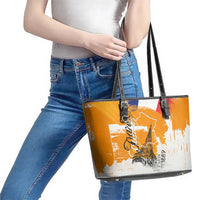 Bastille Day Leather Tote Bag France Typography Art Grunge Style