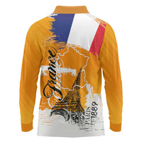 Bastille Day Long Sleeve Polo Shirt France Typography Art Grunge Style