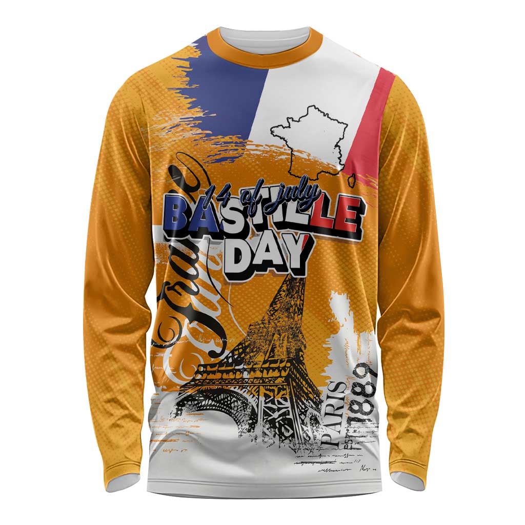 Bastille Day Long Sleeve Shirt France Typography Art Grunge Style