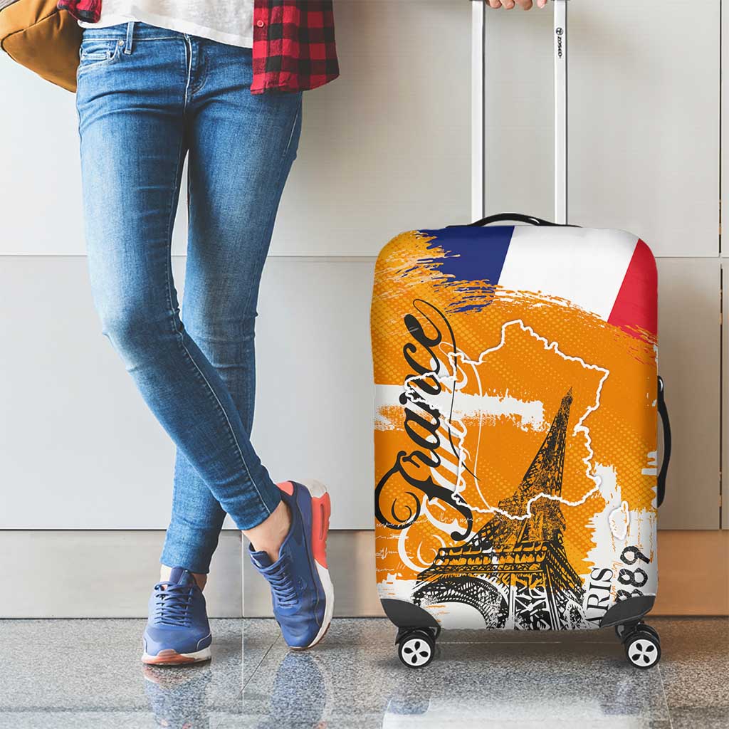 Bastille Day Luggage Cover France Typography Art Grunge Style