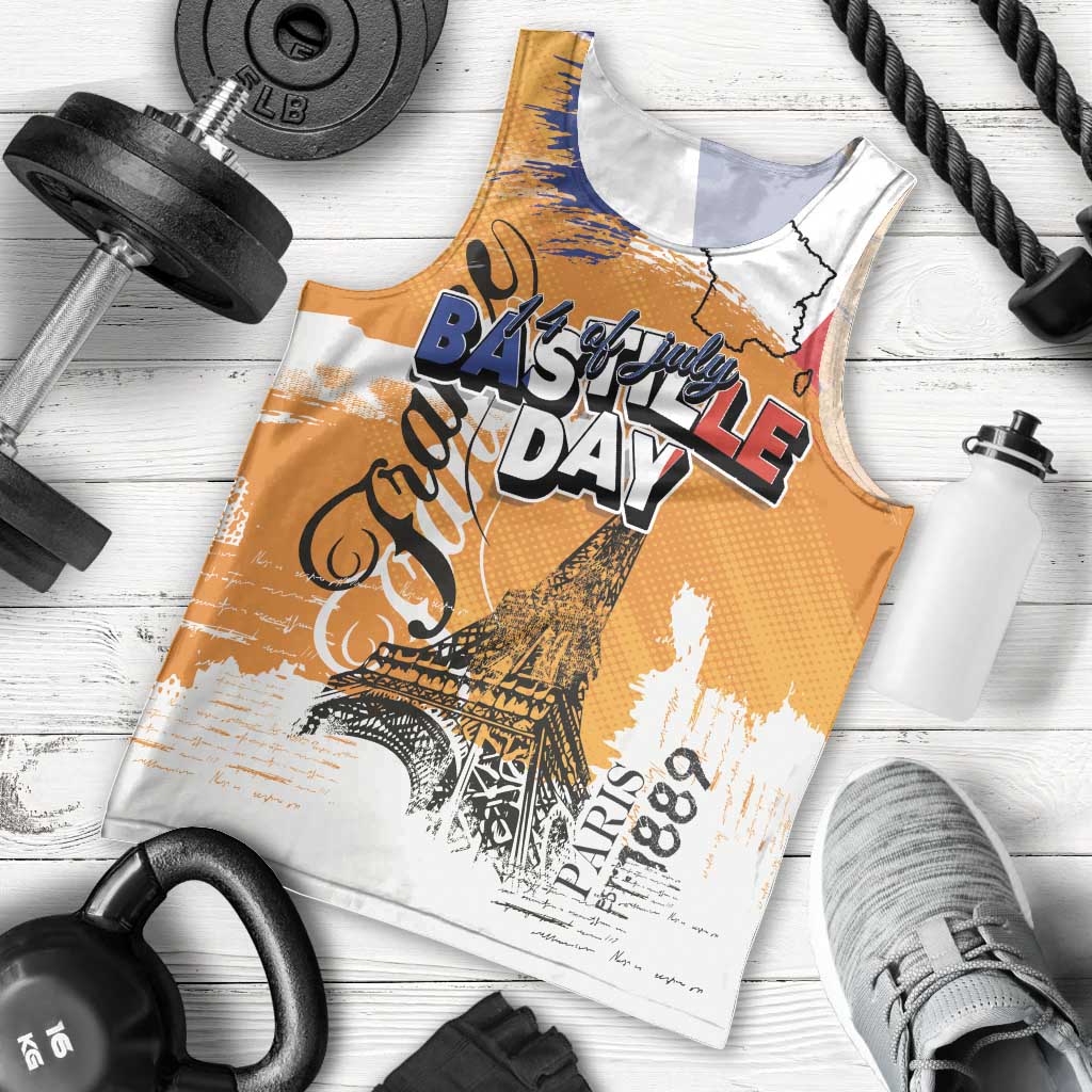 Bastille Day Men Tank Top France Typography Art Grunge Style