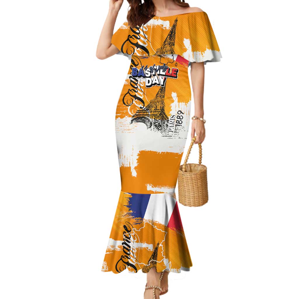Bastille Day Mermaid Dress France Typography Art Grunge Style