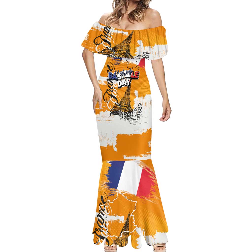 Bastille Day Mermaid Dress France Typography Art Grunge Style