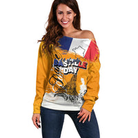Bastille Day Off Shoulder Sweater France Typography Art Grunge Style