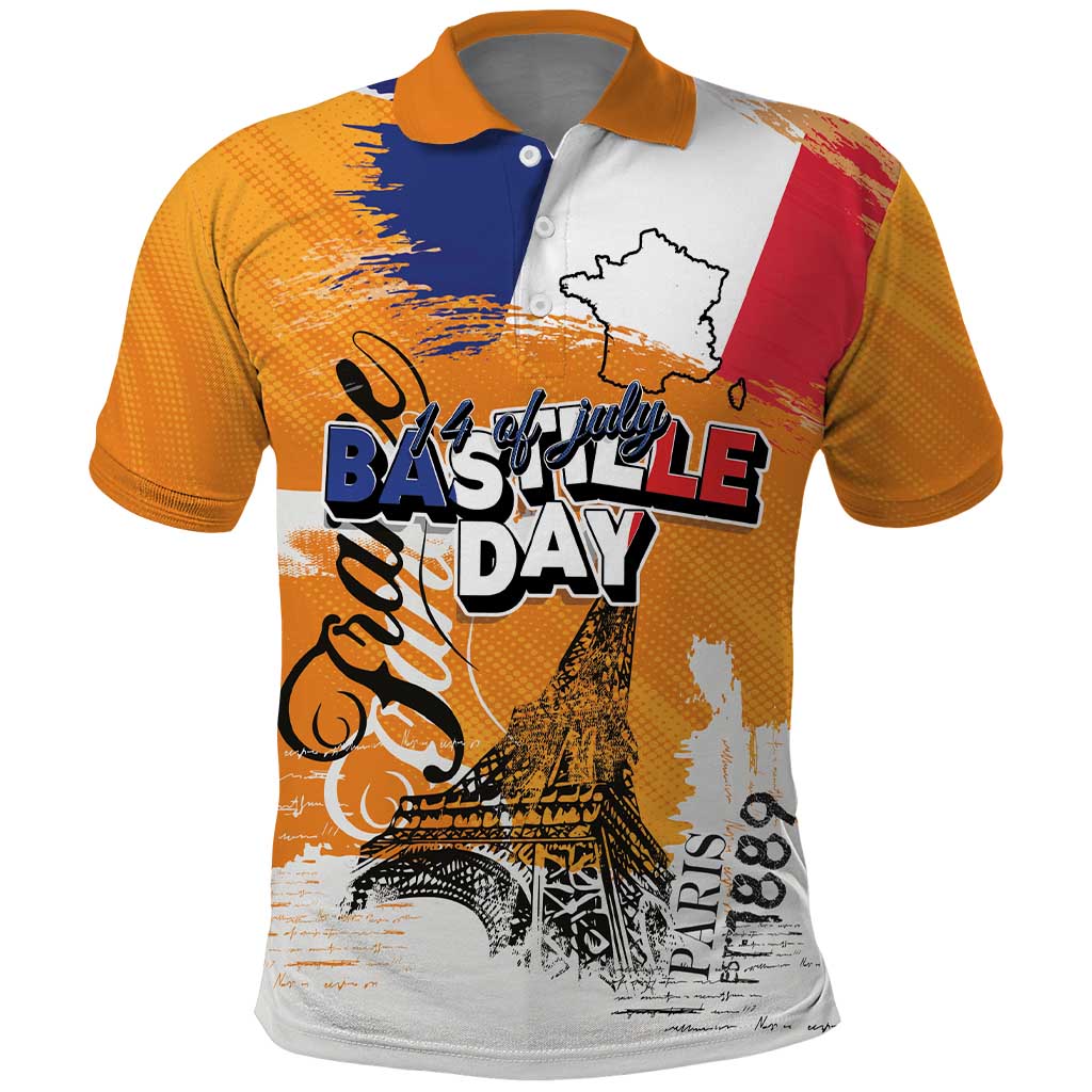 Bastille Day Polo Shirt France Typography Art Grunge Style