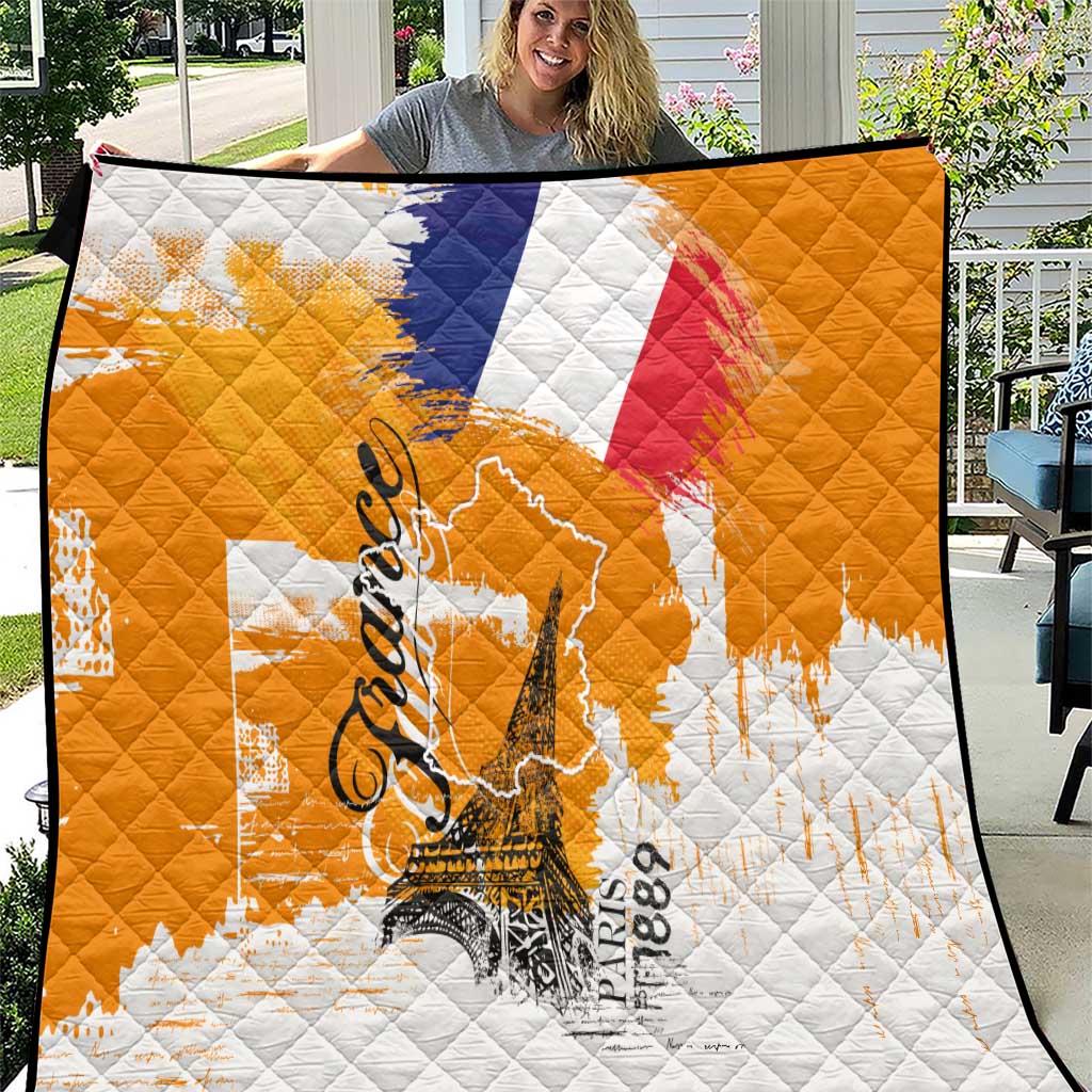 Bastille Day Quilt France Typography Art Grunge Style