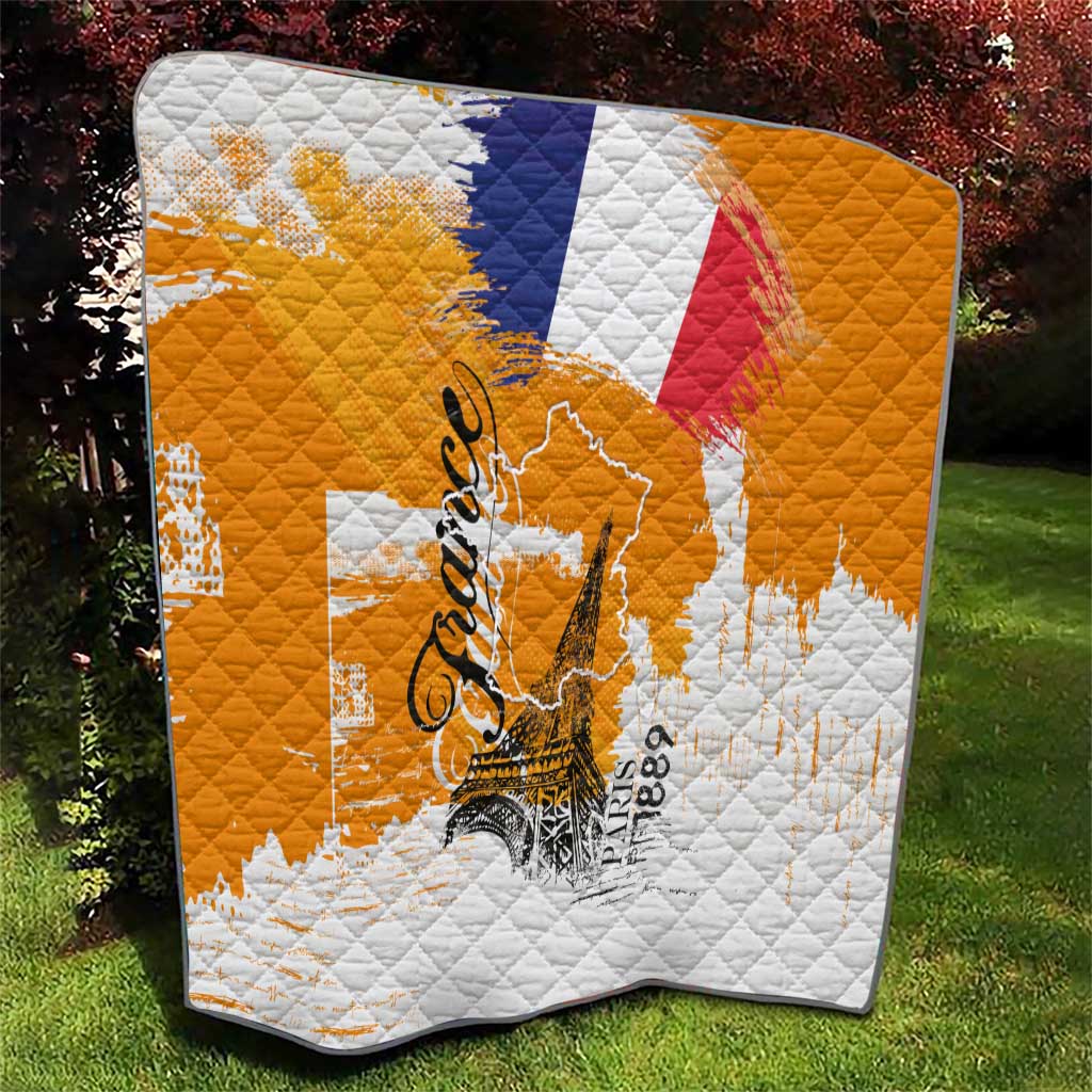 Bastille Day Quilt France Typography Art Grunge Style