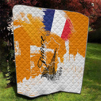 Bastille Day Quilt France Typography Art Grunge Style